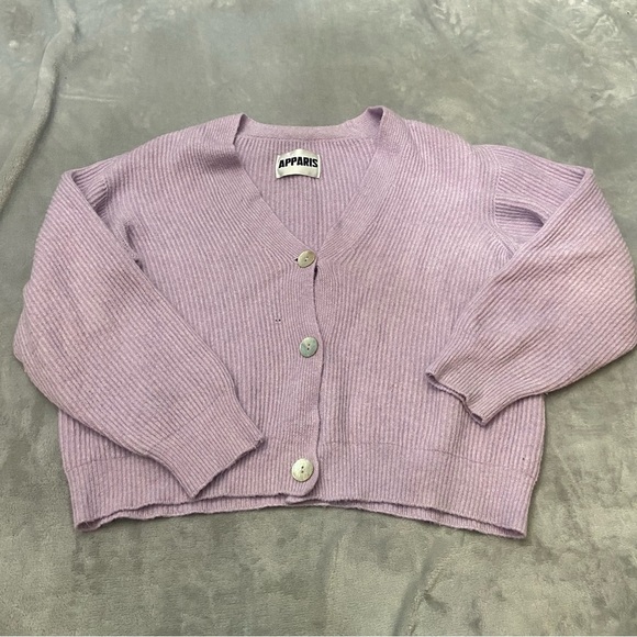 Apparis Purple Rib Knit Cardigan Sweater 3022 - Picture 1 of 11